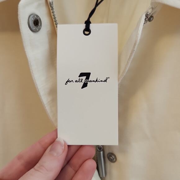 7 FOR ALL MANKIND Ivory Jacket with Eyelet Sleeves, Size Medium - Picture 11 of 14